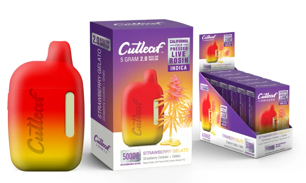 CUT LEAF COLD PRESSED ‘THC LIVE ROSIN 2.0’ DISPOSABLE offers a premium experience from CUTLEAF EXOTICS.