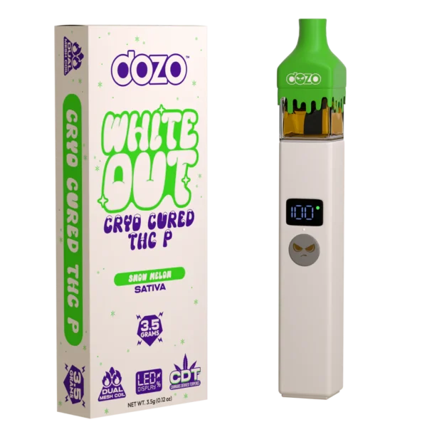 High-quality image of DOZO ‘WHITE OUT THC-P’ DISPOSABLE.