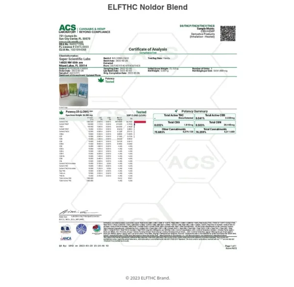 High resolution image showcasing ELF THC ‘NOLDOR BLEND’ DISPOSABLES.