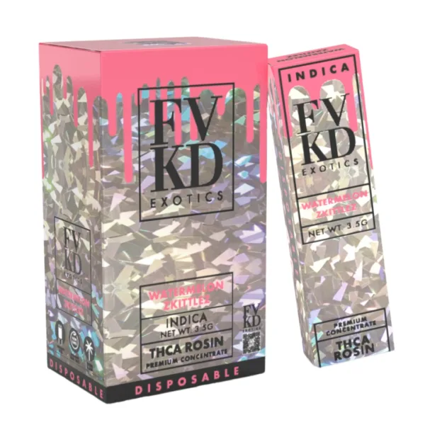 High resolution image showcasing FVKD EXOTICS  ‘THC-A ROSIN’ DISPOSABLE.