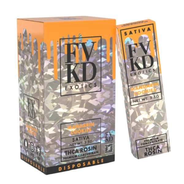 High resolution image showcasing FVKD EXOTICS  ‘THC-A ROSIN’ DISPOSABLE.