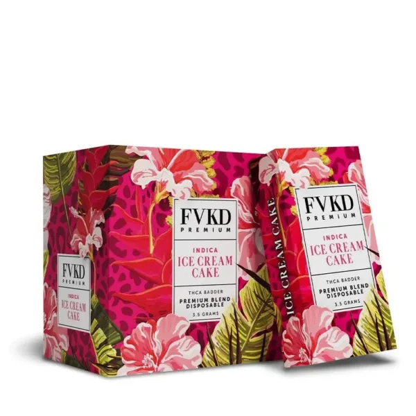 Close-up and lifestyle images of the FVKD PREMIUM ‘THC-A BADDER BLEND’ by FVKD.