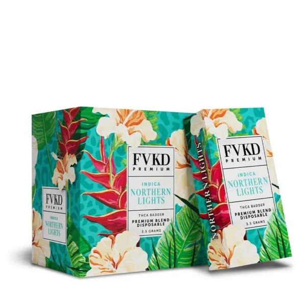 Close-up and lifestyle images of the FVKD PREMIUM ‘THC-A BADDER BLEND’ by FVKD.