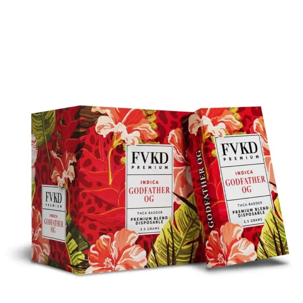Close-up and lifestyle images of the FVKD PREMIUM ‘THC-A BADDER BLEND’ by FVKD.