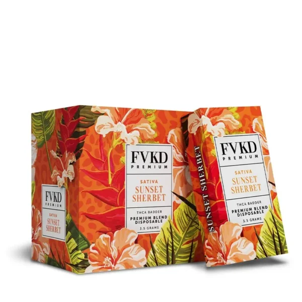 Close-up and lifestyle images of the FVKD PREMIUM ‘THC-A BADDER BLEND’ by FVKD.