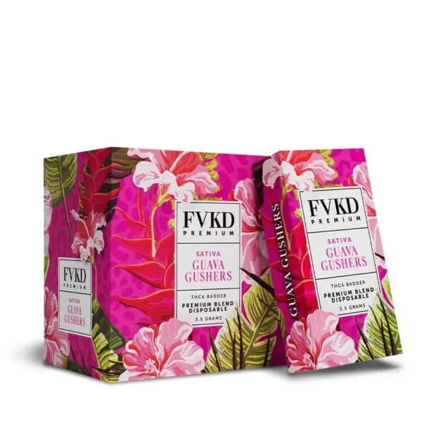 Close-up and lifestyle images of the FVKD PREMIUM ‘THC-A BADDER BLEND’ by FVKD.