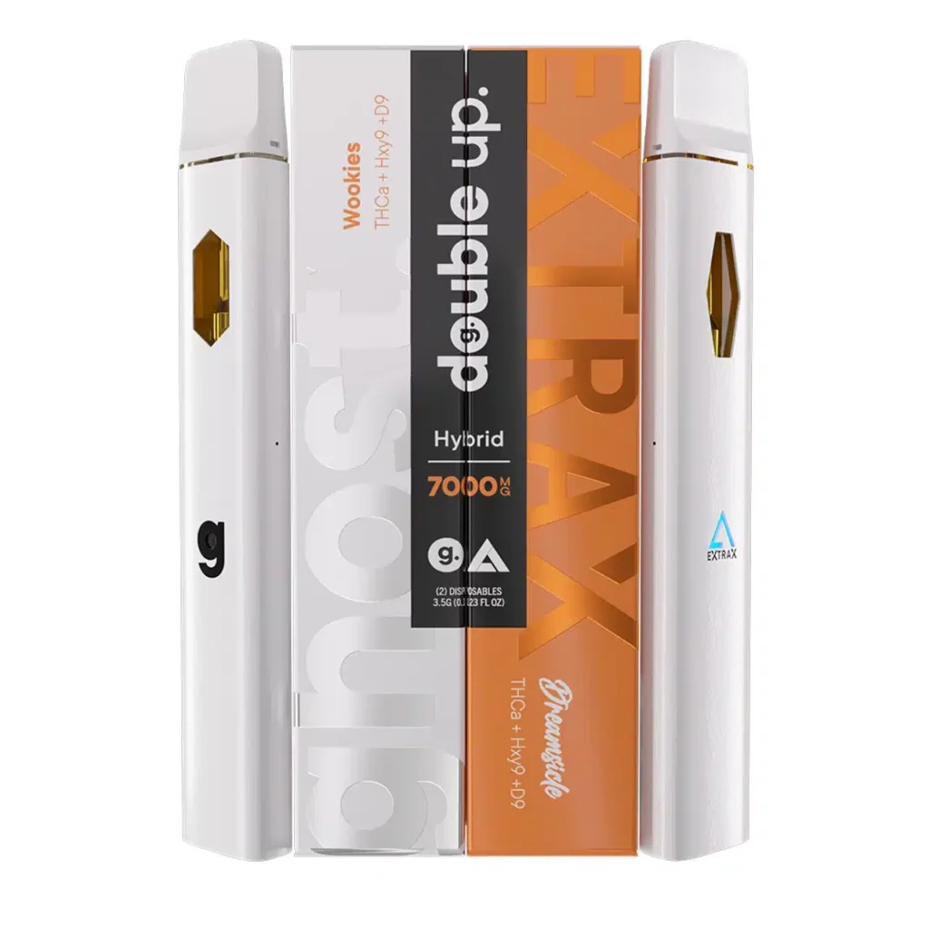 High resolution image showcasing GHOST x EXTRAX ‘DOUBLE UP’ DUAL PACK DISPOSABLE.