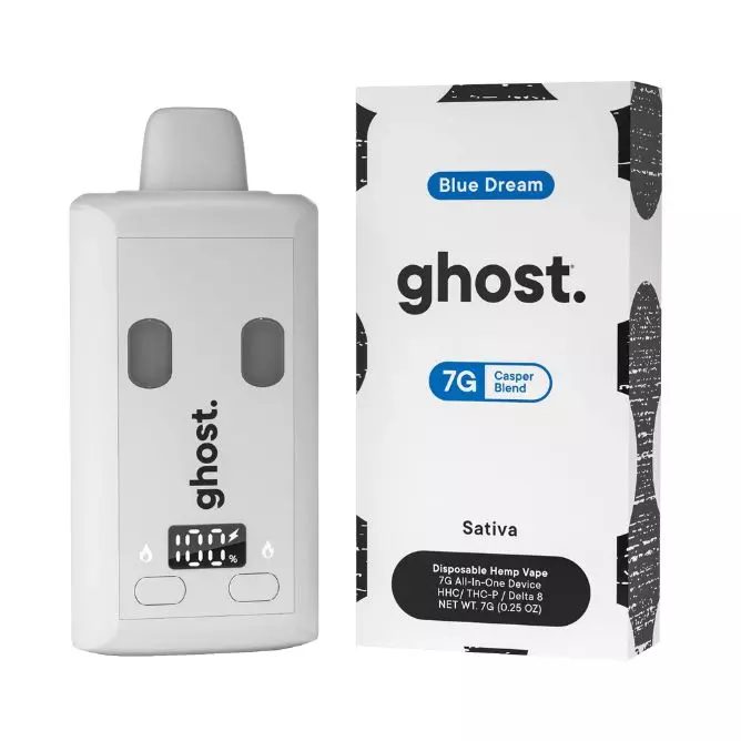 Close-up and lifestyle images of the GHOST ‘CASPER’ BLEND DISPOSABLE by GHOST.