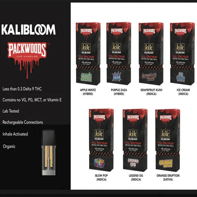 High resolution image showcasing KIK x PACKWOODS PODS.