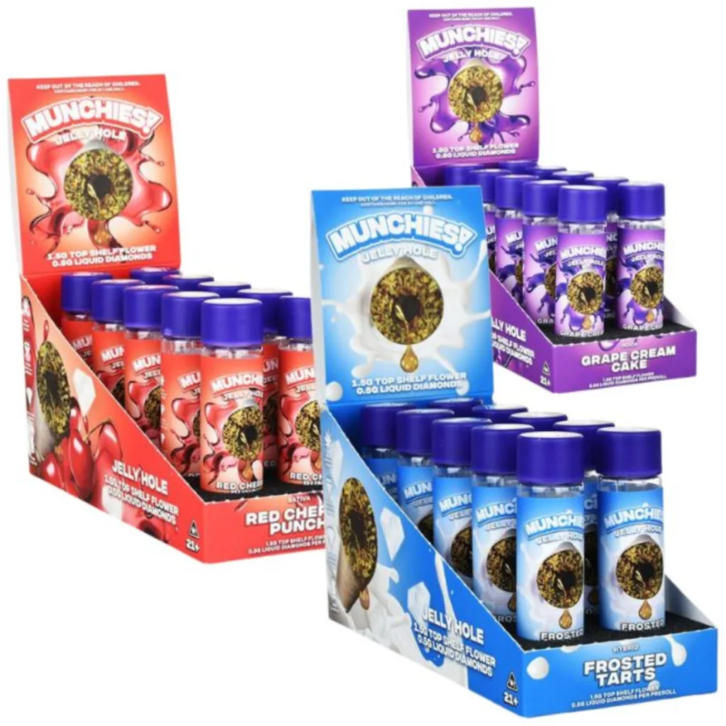 High-quality MUNCHIES ‘JELLY HOLE’ LIQUID DIAMOND PRE-ROLL JOINTS from DELTA MUNCHIES.