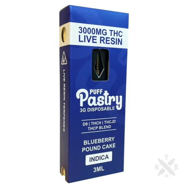 Close-up and lifestyle images of the PUFF PASTRY THC-P DISPOSABLE by NOT YOUR BAKERY.