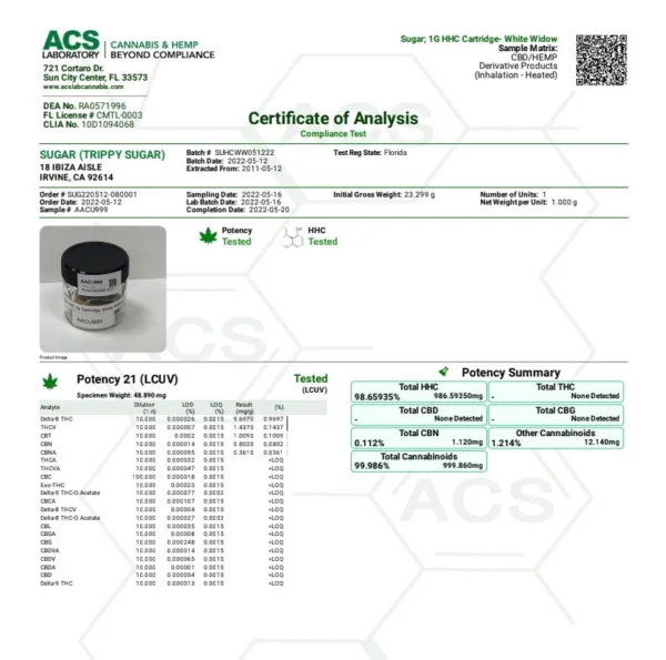 SUGAR HHC CARTRIDGE offers a premium experience from SUGAR.