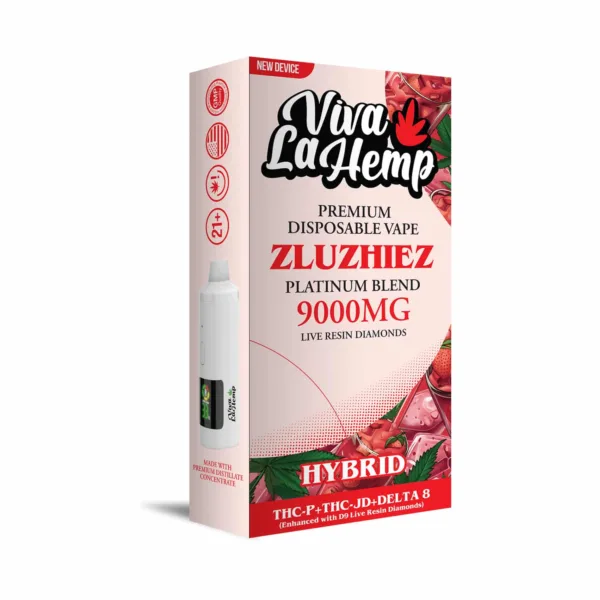 Close-up and lifestyle images of the VIVA LA HEMP ‘PLATINIUM BLEND’ DISPOSABLE by VIVA LA HEMP.